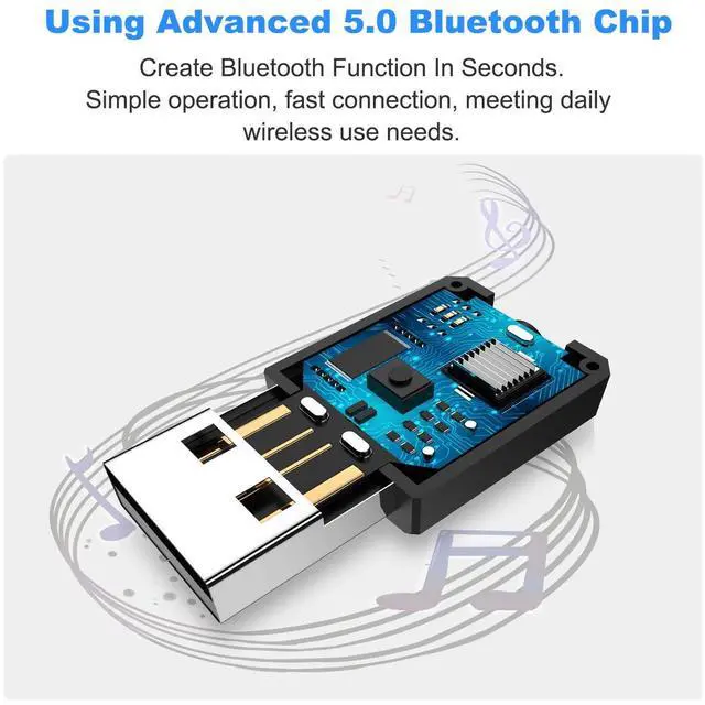 Alt view image 7 of 7 - USB Bluetooth 5.0 Transmitter Receiver, 4-in-1 Mini Wireless Audio Adapter, 3.5mm Bluetooth AUX Adapter for TV PC Headphones Speakers Car/Home Stereo System, USB Power Supply