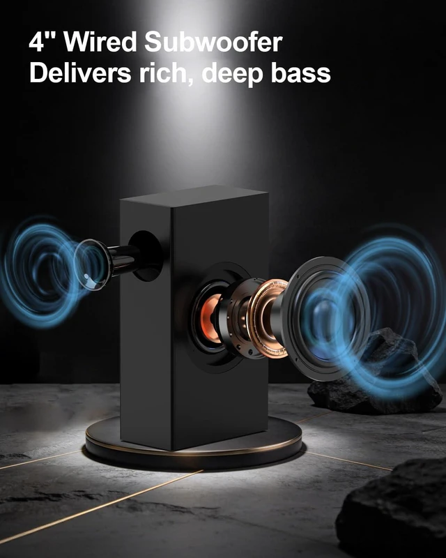 Alt view image 3 of 7 - 120W Sound Bar, 2.1 ch Surround Sound System for TV, Soundbar with Subwoofer for Home Theater, Sound Bar for Smart TV with 2 Mid high Frequency Speaker, TV/Gaming/Projectors, Wall Mountable
