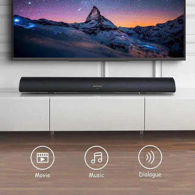 Alt view image 3 of 7 - 80 Watt Soundbar, Sound Bars for TV of Home Theater System (Bluetooth 5.0, 34 inch, DSP, Strong Bass, Wireless Wired Connections, Bass Adjustable, Wall Mountable)