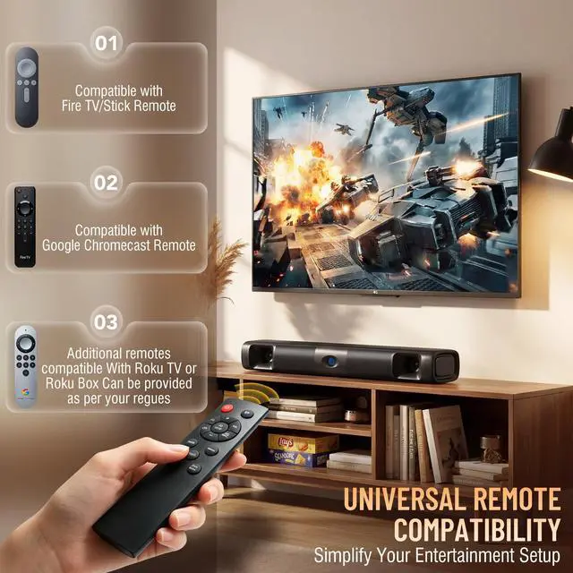 Alt view image 6 of 6 - Sound Bar for Smart TV, 60W Deep Bass Soundbar with Clear Voice