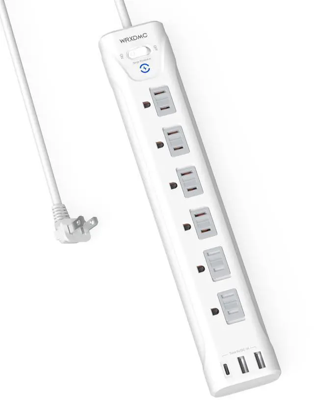 Main image of 2 Prong Power Strip, 2 Prong to 3 Prong Outlet Adapter | 1680J Surge Protector, 5ft Extension Cord with Flat Plug Polarized Plug, 6 AC & 3 USB, Wall Mountable, Ideal for Old House