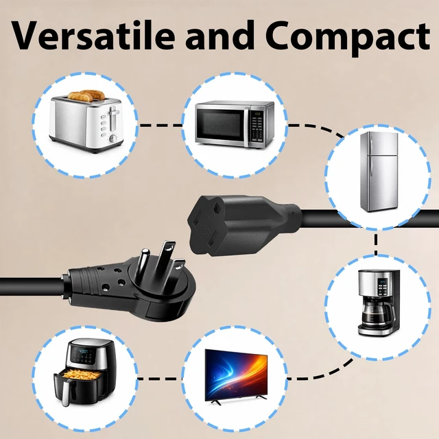 Alt view image 6 of 7 - 360-Degree Rotating Flat Extension Cord, 3-Pack, 18-Inch, Black Short Extension Cord Flat Plug, Reduces Cable Clutter, Provides Easy Access to Hard-to-Reach Ports, UL Listed