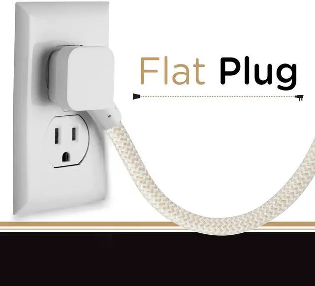 Alt view image 5 of 7 - 3 Outlet Power Strip Surge Protector Indoor Extension Cord 16 Gauge 245 Joules 10 Ft 3 Prong Braided Extension Cords Flat Extension Cord ETL Listed Brown 37916