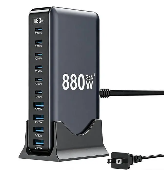 Main image of USB C Charger 880W USB C Charger Block,Upgraded GaN IV 10-Port Charging Station Hub,Travel Essentials 140W Fast Charging Laptop Adapter for MacBook Pro/Air,DELL,Steam Deck,iPhone 17/16,Galaxy S25/24