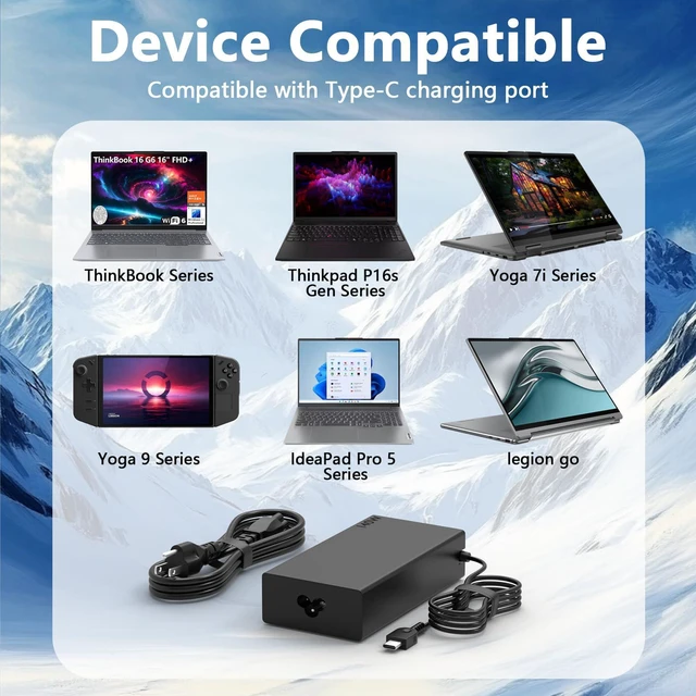 Alt view image 3 of 7 - Universal 140W USB C Laptop Charger Compatible with Lenovo HP MSI,Legion Yoga Pro ThinkPad OMEN Transcend 14 16s P15s P14s Yoga Pro 7 IdeaPad Pro 5 Prestige 14 AI Studio