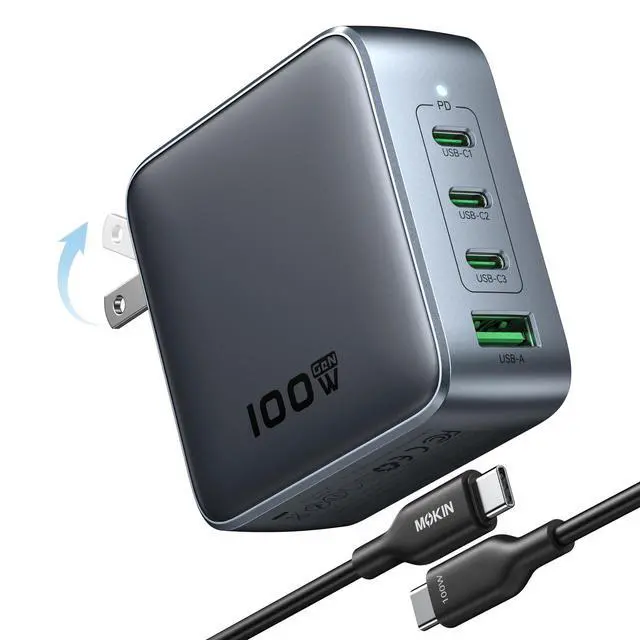 Main image of 100W USB C Charger, Wall Charger Block 4-Port PD3.1 Foldable Compact PPS Fast Laptop Charger, GaN Power Adapter for MacBook Pro/Air, Dell XPS, iPhone 17/16 Pro, iPad Pro, Galaxy S25/S24, Steam Deck