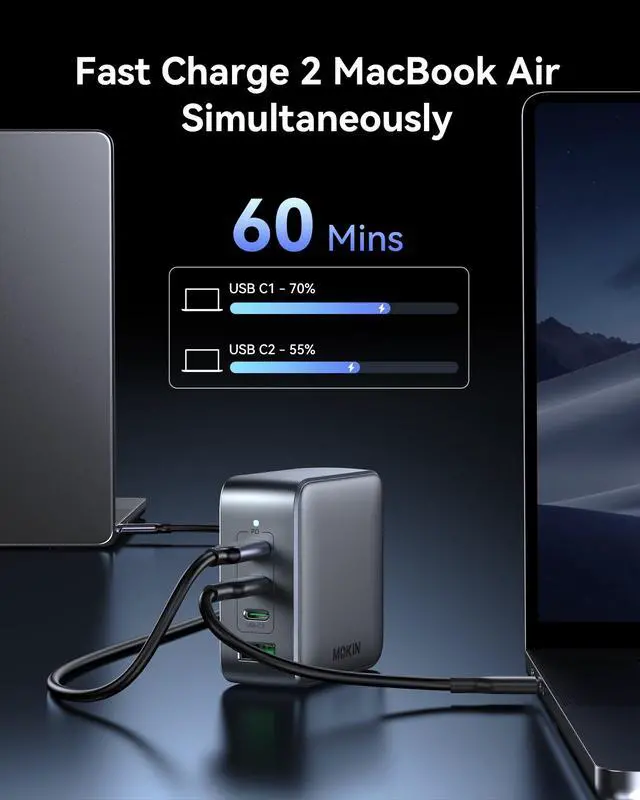 Alt view image 4 of 7 - 100W USB C Charger, Wall Charger Block 4-Port PD3.1 Foldable Compact PPS Fast Laptop Charger, GaN Power Adapter for MacBook Pro/Air, Dell XPS, iPhone 17/16 Pro, iPad Pro, Galaxy S25/S24, Steam Deck