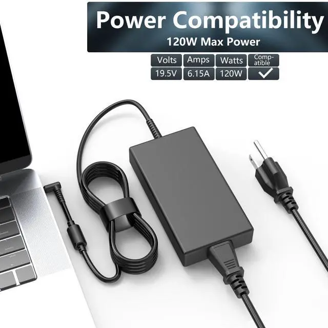 Alt view image 6 of 7 - 120W 19.5V 6.15A AC Charger for HP USB-C Dock G5 5TW10UT 5TW10AA USB-C/A Universal Dock G2 5TW13AA Envy 15 17 Series Omen 15-5000 5100 5200 710415-001 L41856-001 Power Supply Adapter Cord