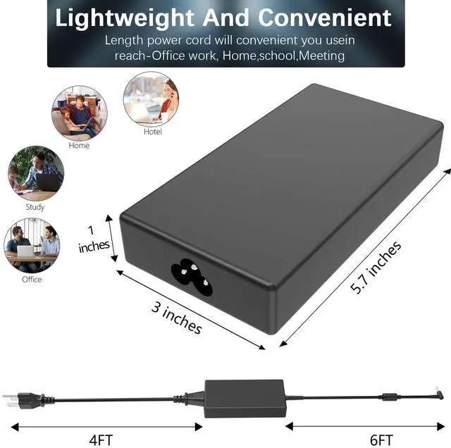 Alt view image 3 of 7 - 120W 19.5V 6.15A AC Charger for HP USB-C Dock G5 5TW10UT 5TW10AA USB-C/A Universal Dock G2 5TW13AA Envy 15 17 Series Omen 15-5000 5100 5200 710415-001 L41856-001 Power Supply Adapter Cord