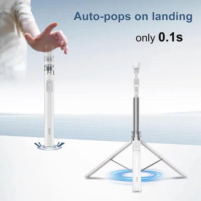 Alt view image 2 of 7 - 66" Automatic Phone Tripod Stand with Remote, Cell Phone Tripod for iPhone Video Recording & Live Streaming, Adjustable Selfie Stick Tripod for Content Creators, Vloggers,White