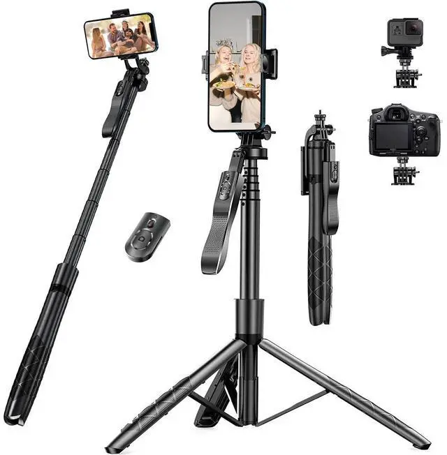 Main image of 60" Phone Tripod & Selfie Stick - Tripod for iPhone with Remote, Extendable Cell Phone Stand Holder for Video Recording Vlog, Travel Tripode Compatible with iPhone Android Camera