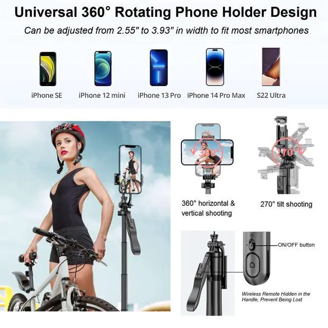 Alt view image 4 of 6 - 60" Phone Tripod & Selfie Stick - Tripod for iPhone with Remote, Extendable Cell Phone Stand Holder for Video Recording Vlog, Travel Tripode Compatible with iPhone Android Camera