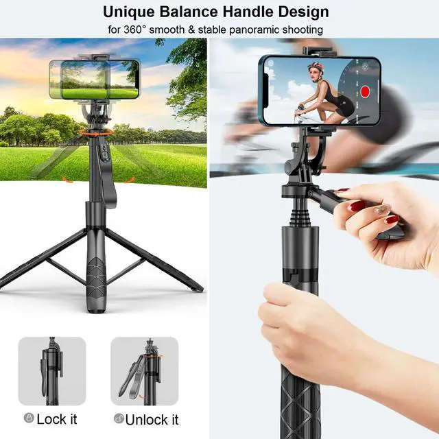 Alt view image 3 of 6 - 60" Phone Tripod & Selfie Stick - Tripod for iPhone with Remote, Extendable Cell Phone Stand Holder for Video Recording Vlog, Travel Tripode Compatible with iPhone Android Camera