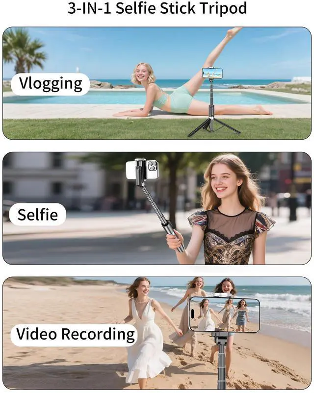 Alt view image 3 of 4 - Selfie Stick Tripod - Tripod for iPhone with Remote, Lightweight Phone Stand for Android, Extendable Phone Tripods Stand Compatible with All Cell Phones for Video Recording/Photo/Live Stream/Vlog