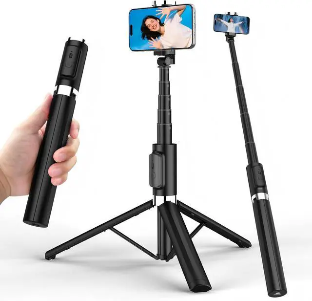 Main image of Selfie Stick Tripod - Tripod for iPhone with Remote, Lightweight Phone Stand for Android, Extendable Phone Tripods Stand Compatible with All Cell Phones for Video Recording/Photo/Live Stream/Vlog