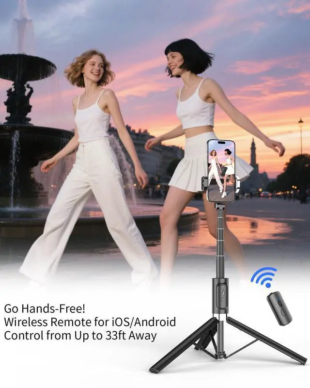 Alt view image 2 of 4 - Selfie Stick Tripod - Tripod for iPhone with Remote, Lightweight Phone Stand for Android, Extendable Phone Tripods Stand Compatible with All Cell Phones for Video Recording/Photo/Live Stream/Vlog