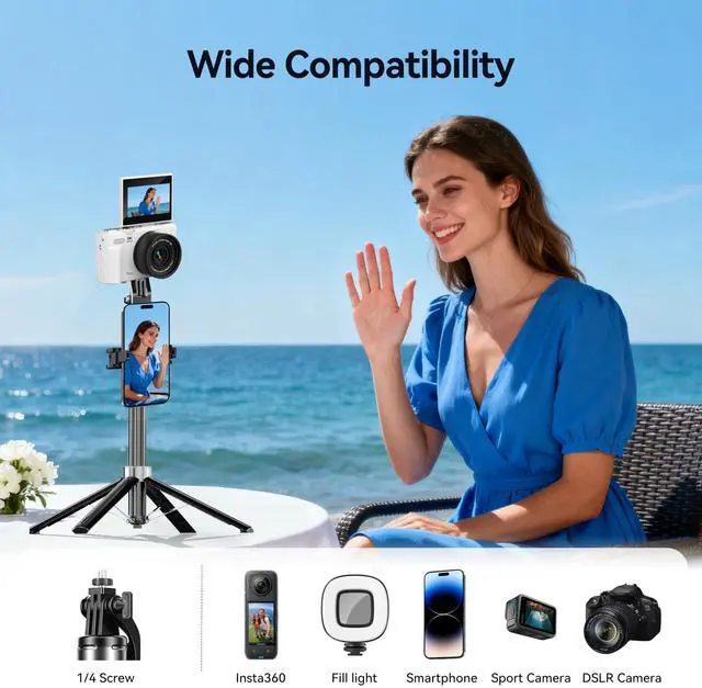Alt view image 4 of 7 - Portable MagSafe Selfie Stick Tripod for iPhone with Rechargeable Remote