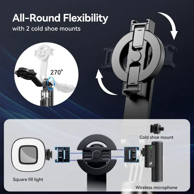 Alt view image 5 of 7 - Portable MagSafe Selfie Stick Tripod for iPhone with Rechargeable Remote