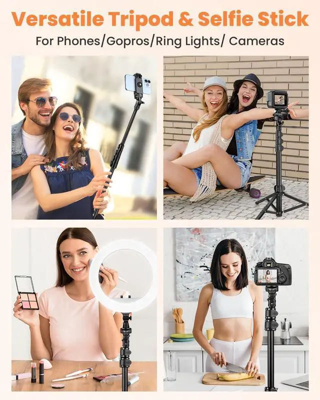 Alt view image 2 of 7 - Phone Tripod, 85" Tall Tripod for iPhone with Remote & Phone Holder