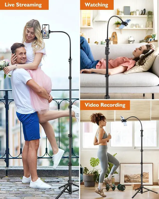 Alt view image 3 of 7 - Phone Tripod, 85" Tall Tripod for iPhone with Remote & Phone Holder