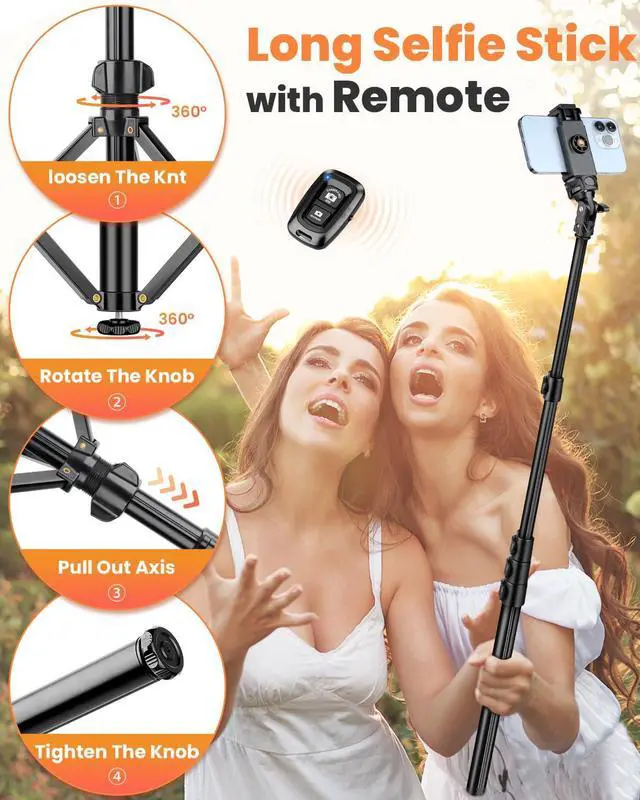 Alt view image 7 of 7 - Phone Tripod, 85" Tall Tripod for iPhone with Remote & Phone Holder