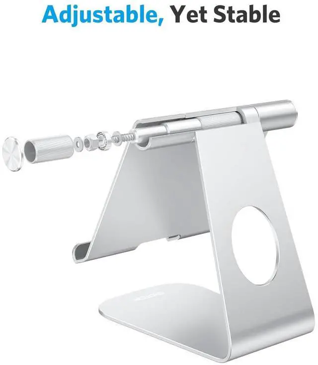 Alt view image 3 of 7 - T1 Adjustable Tablet Stand for Desk, Aluminum Holder for iPad Silver