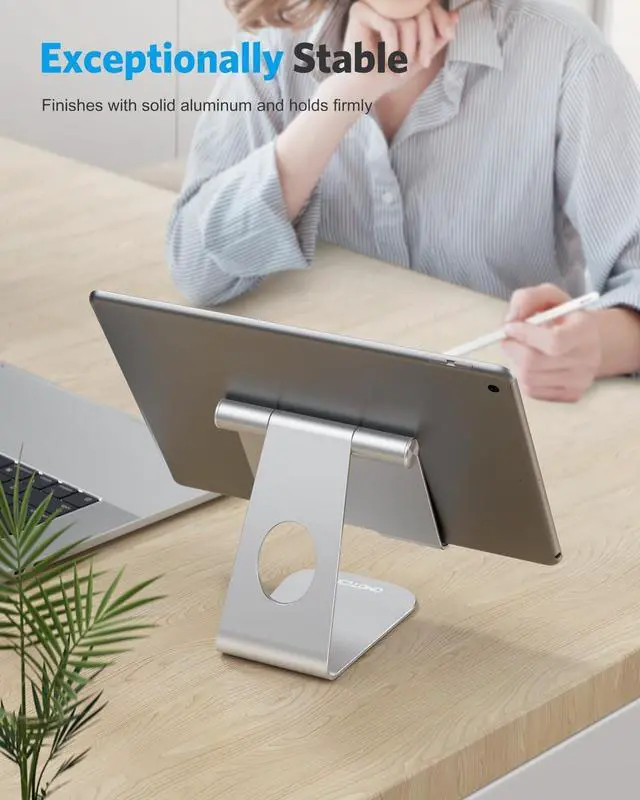 Alt view image 4 of 7 - T1 Adjustable Tablet Stand for Desk, Aluminum Holder for iPad Silver