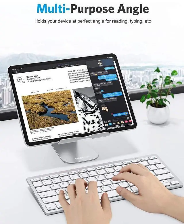 Alt view image 5 of 7 - T1 Adjustable Tablet Stand for Desk, Aluminum Holder for iPad Silver