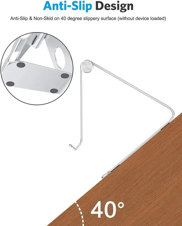 Alt view image 7 of 7 - T1 Adjustable Tablet Stand for Desk, Aluminum Holder for iPad Silver