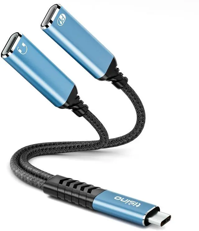Main image of USB C Splitter 1 in 2 Out, 32bit/384kHz Type C Splitter Headphone and Charger Adapter with PD 60W Fast Charging Support Call Music for iPhone 16/15 Series, iPad, MacBook and More