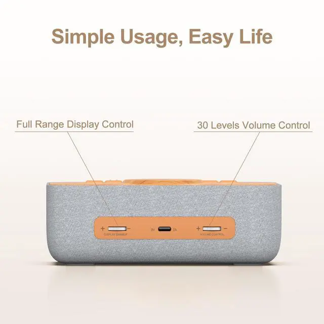 Alt view image 7 of 7 - 15W Magnetic Wireless Charging Alarm Clock with White Noise Machine