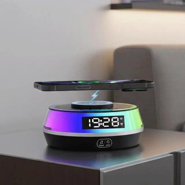 Alt view image 2 of 7 - Charger Alarm Clock for Bedroom, 5W Bluetooth Speaker, 12 Soothing Sounds Machine, Dual Alarms, RGB Light, Ideal Gift for Heavy Sleepers, Adults, Teens, Kids, Senior(Black)