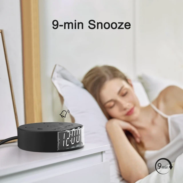 Alt view image 4 of 6 - ELMWAY Alarm Clock with Outlets and USB Charging Station, Loud Digital Clock for Heavy Sleepers, Large Dimmable LED Display with 0-100% Brightness, Bedside Clock with 3 AC Outlets and 2 USB Ports