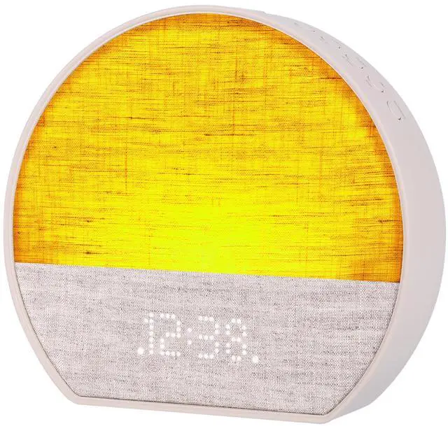 Main image of CKSS7801WM Sunrise Smartset Alarm Clock with White Noise, 4 Soothing Sounds and 2 Wake up Sounds, 8-Color Dimmable LED, Bluetooth Speaker, White with Tan