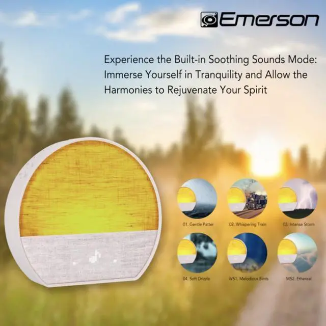 Alt view image 4 of 7 - CKSS7801WM Sunrise Smartset Alarm Clock with White Noise, 4 Soothing Sounds and 2 Wake up Sounds, 8-Color Dimmable LED, Bluetooth Speaker, White with Tan
