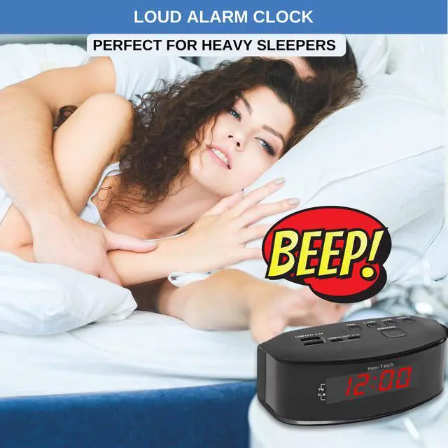 Alt view image 4 of 5 - Digital Alarm Clocks for Bedrooms, 2 x USB-C and 2 x USB-A Charging Ports. Loud Alarm Clock for Heavy Sleepers Perfect for Bedroom, Desk, and Office.