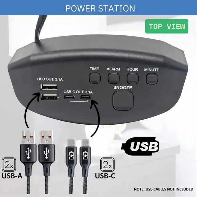 Alt view image 3 of 5 - Digital Alarm Clocks for Bedrooms, 2 x USB-C and 2 x USB-A Charging Ports. Loud Alarm Clock for Heavy Sleepers Perfect for Bedroom, Desk, and Office.
