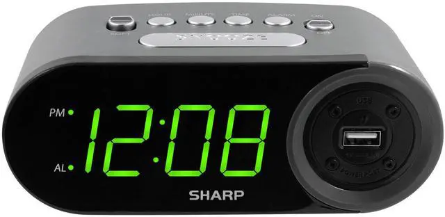 Main image of Digital Easy to Read Alarm Clock with 2 AMP High-Speed USB Charging Power Port - Charge Your Phone, Tablet with a high Speed Charge! Simple, Easy to Use Operation, Black Green LEDs