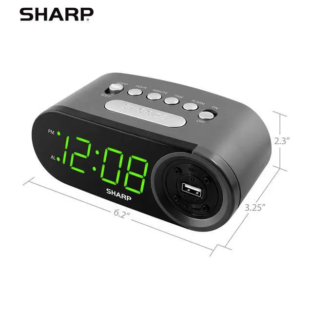 Alt view image 5 of 6 - Digital Easy to Read Alarm Clock with 2 AMP High-Speed USB Charging Power Port - Charge Your Phone, Tablet with a high Speed Charge! Simple, Easy to Use Operation, Black Green LEDs