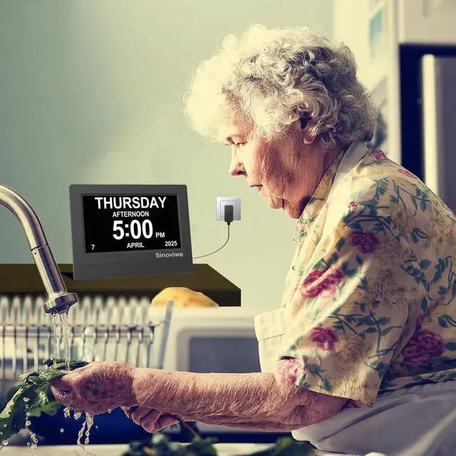 Alt view image 7 of 7 - Digital Alarm Clock 7" HD Large Screen Digital Calendar with Auto-Dimming, Clear Day/Date Display for Alzheimer's Dementia Seniors & Low Vision with Remote Control and Custom Reminder Function(Black)