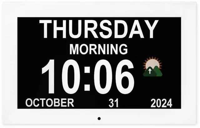 Alt view image 4 of 7 - Digital Alarm Clock, Multiple Alarm Functions, Clock with Date and Day, Digital Alarm and Electronic Calendar for Seniors (White, 7 inch) (10-inch White)