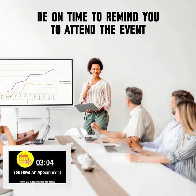 Alt view image 6 of 7 - Digital Alarm Clock, Multiple Alarm Functions, Clock with Date and Day, Digital Alarm and Electronic Calendar for Seniors (White, 7 inch) (10-inch White)