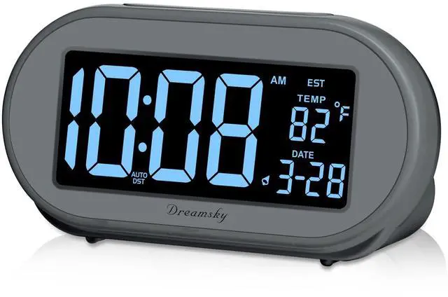 Main image of Alarm Clocks for Bedrooms, Auto Set Digital Desk Clock for Bedside Nightstand, Electric Clock with Dimmable Brightness Dimmer, Auto DST, USB Port, Date, Temperature, Snooze