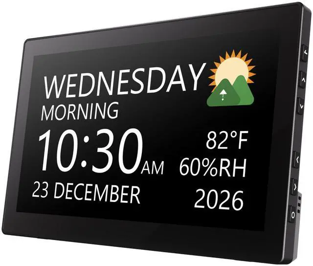 Main image of Digital Clock, 10.1 Inch Large Display Calendar Clock with 12 Themes, 20 Alarms, 20 Reminders, Auto Dimming, 12/24 Hours, Indoor Temperature, Humidity for Seniors, Desk (Black)