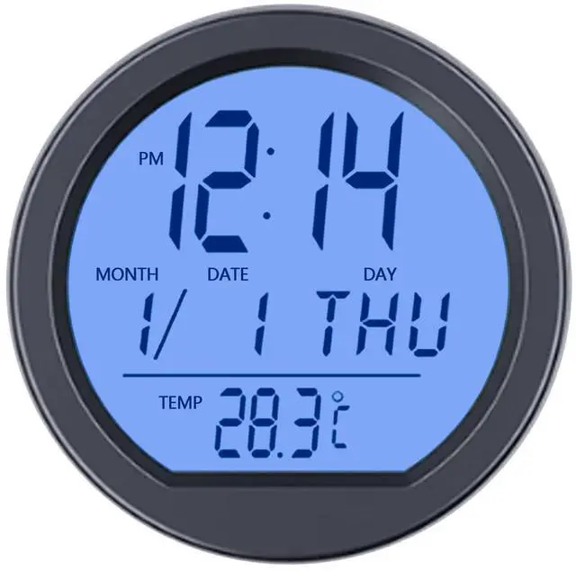 Main image of Car Dashboard Clock with Automatic Backlight at Night, Solar-Powered, Fahrenheit Temperature, 12/24 Hour Format Time, Calendar for Car Truck Office Home and Outdoor Camping (Includes Battery)