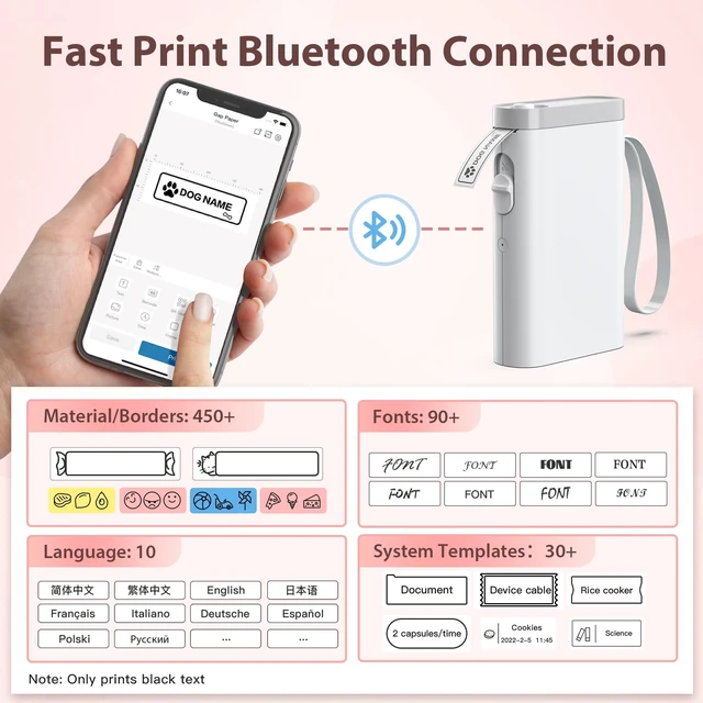 Alt view image 3 of 7 - P21 Label Maker Machine with Tape, Bluetooth Label Printer, White | Inkless Printing, Built-in Cutter, Rechargeable, Easy App Editing, Ideal for School, Office and Home