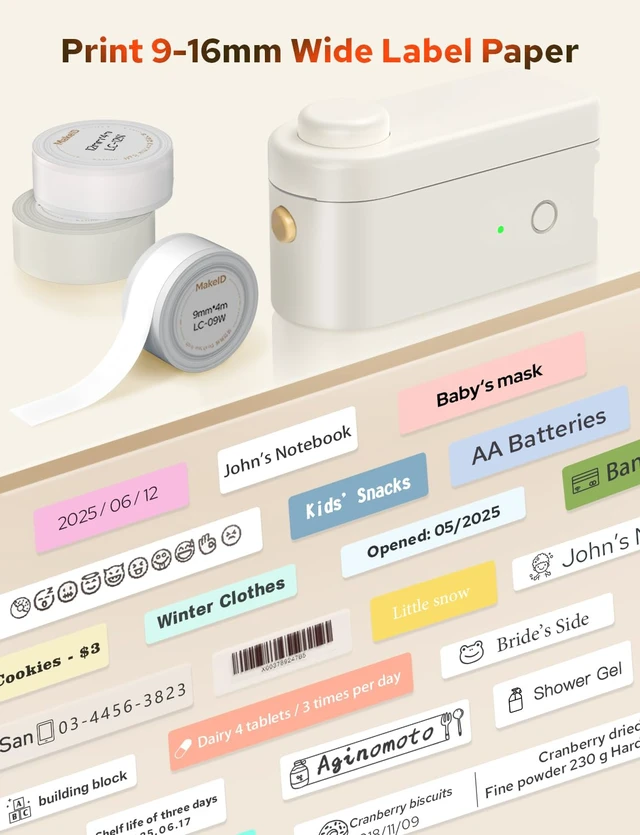 Alt view image 3 of 7 - L1-C Smart Label Maker Machine with Tape Mini Bluetooth Label Maker, Portable & Rechargeable, Compatible with 9/12/16mm Waterproof Tapes for Home, Office, School Organization
