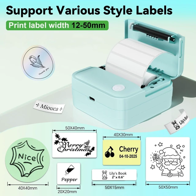 Alt view image 2 of 7 - Label Maker Machine with Tape - Mini Sticker Printer Bluetooth Label Printer for Home Office Organization, Portable Thermal Sticker Maker Print Pod with Multiple Templates for Phone