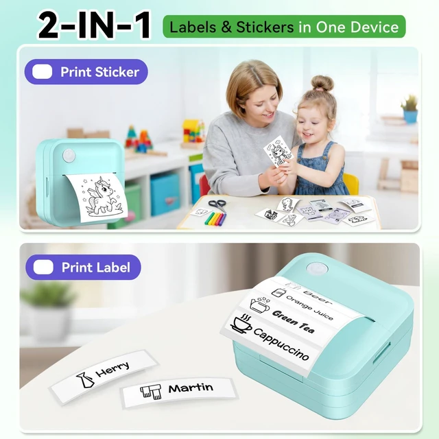 Alt view image 4 of 7 - Label Maker Machine with Tape - Mini Sticker Printer Bluetooth Label Printer for Home Office Organization, Portable Thermal Sticker Maker Print Pod with Multiple Templates for Phone