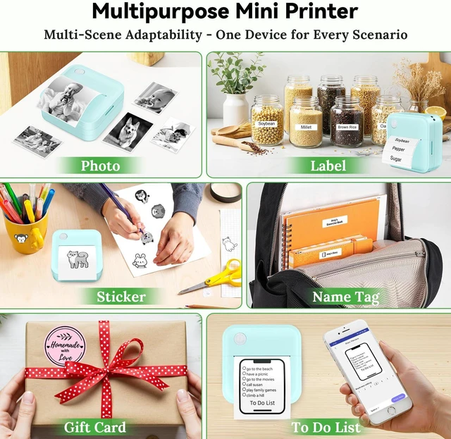 Alt view image 5 of 7 - Label Maker Machine with Tape - Mini Sticker Printer Bluetooth Label Printer for Home Office Organization, Portable Thermal Sticker Maker Print Pod with Multiple Templates for Phone